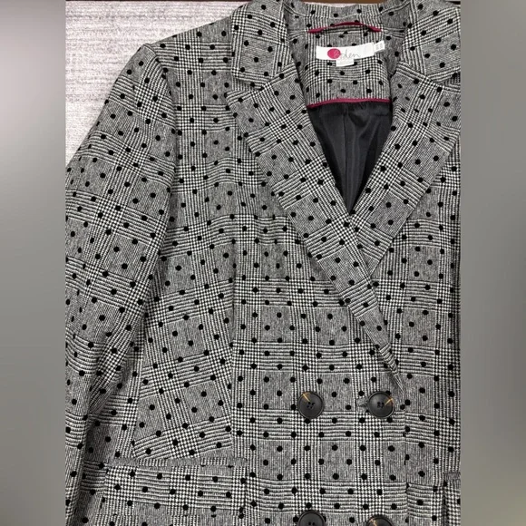 Boden Wool Double Breasted Blazer Women’s Size 8 Gray Polka Dot Office Classy - Picture 9 of 14